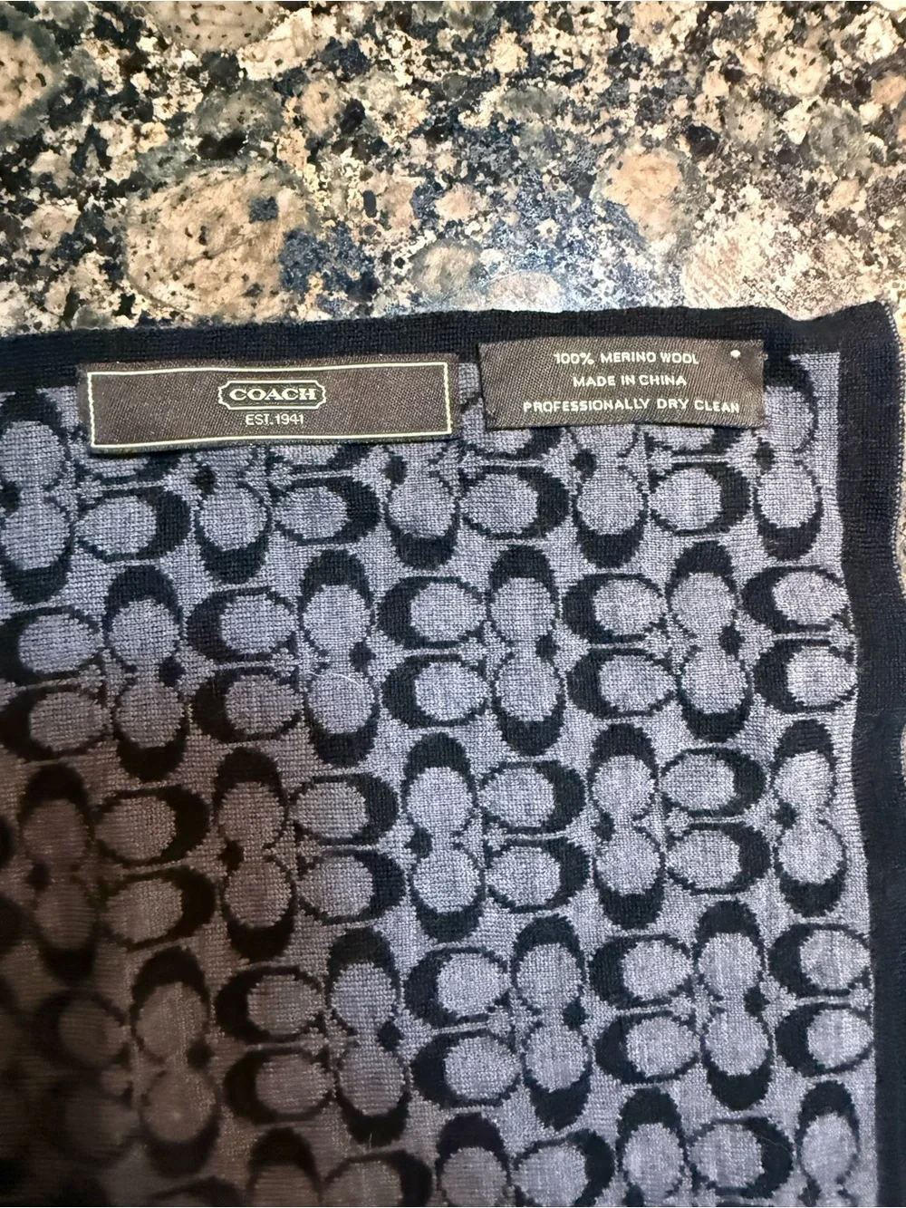 Coach Black & Gray Logo Knit Beanie and Scarf Set